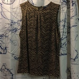 CHAPS Black and Gold Chevron Sleeveless Top